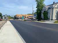 Freshly paved town street