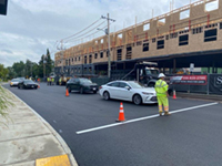 Freshly paved town street